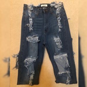 Women’s Super Distressed Jeans by Aphrodite AP Blue Size 13 with Stretch